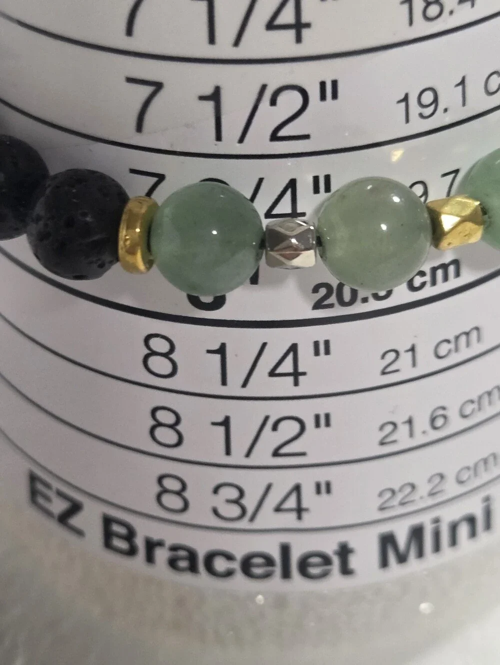 Handcrafted Green & Black Beaded Stretch Bracelet with Gold Accents